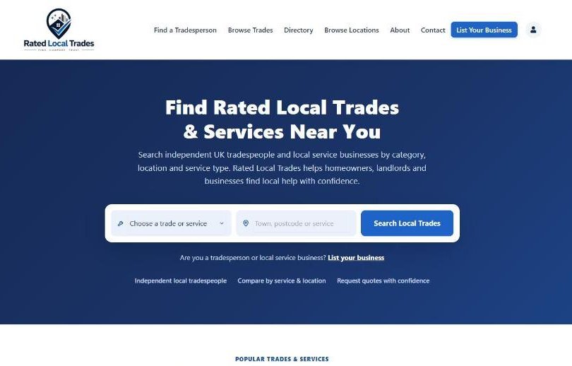 Rated Local Trades website